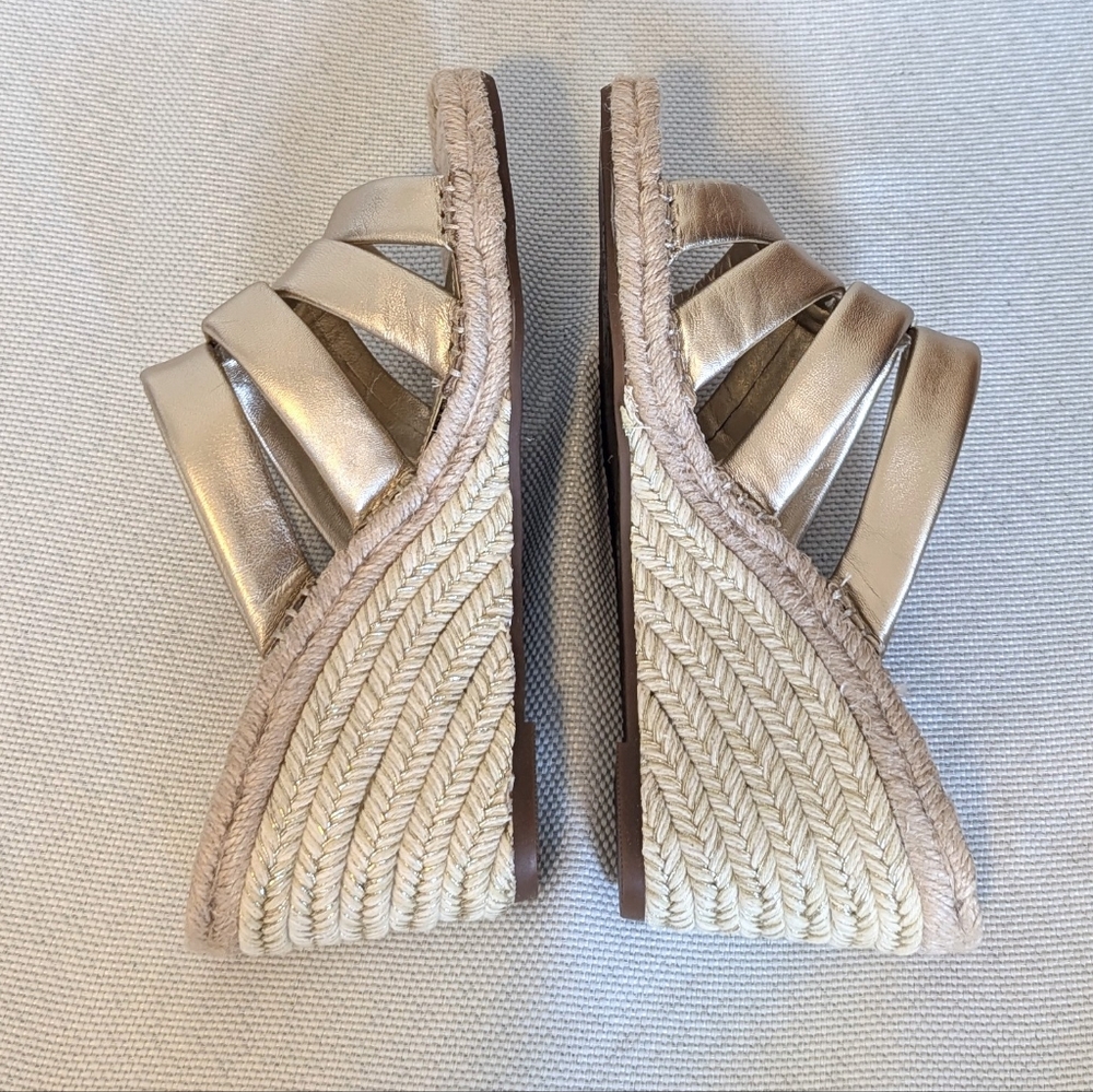 Vince Camuto Metallic Gold Espadrille Slide Sandals - Picture 7 of 9